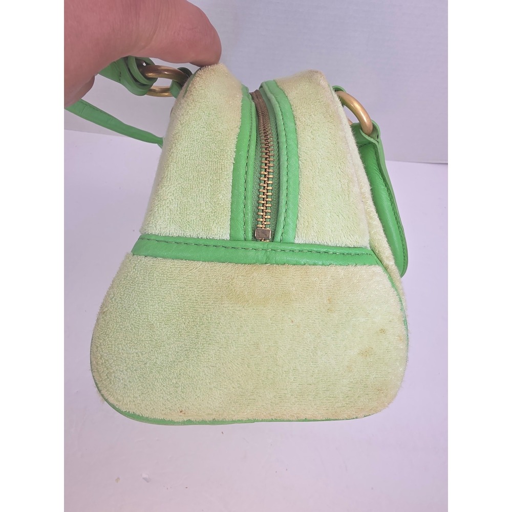 Rare Juicy Couture Vintage Velour Bowler Lime Green Sequin Juicy Angel Y2K bag - Picture 4 of 11